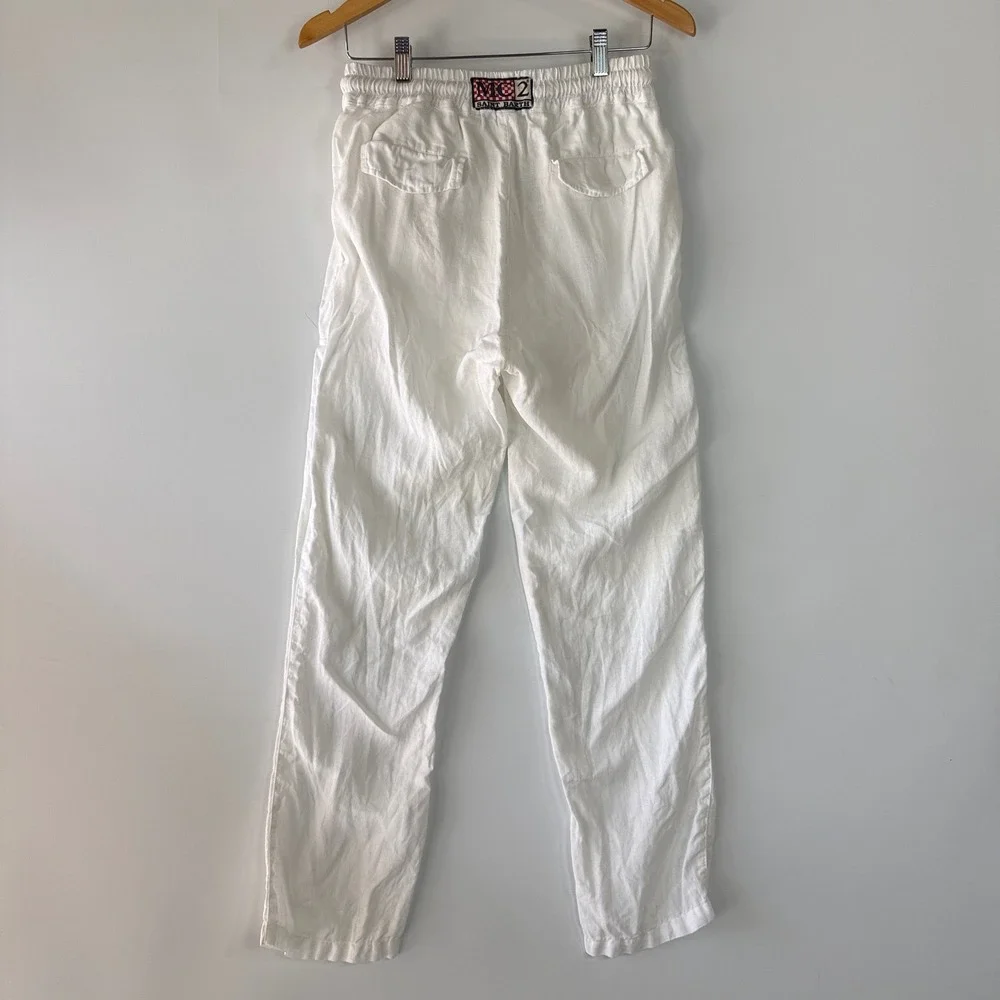 MC2 Saint Barth 100% Linen Lounge Pants Mens Small White Drawstring Straight Leg